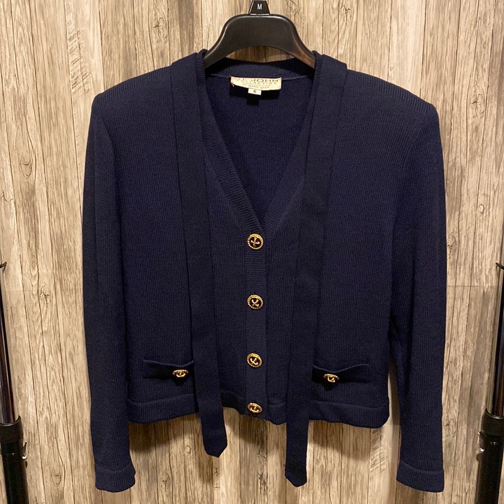MADE IN USA St John Collection by Marie Gray US Size 6 Ladies Top Beautiful Navy
